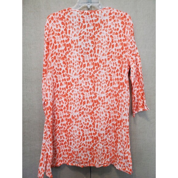 J Crew Cotton Orange Animal Print Split Neck Lightweight Swimsuit Cover-Up Sz XL - Picture 4 of 6